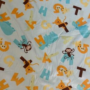 Chick Pea Jungle Animal Alphabet Baby Blanket Teal Blue Plush With Sherpa Back